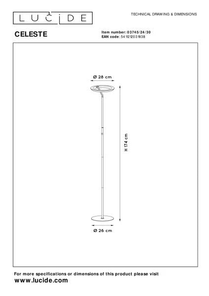 Lampadaire CELESTE noir LUCIDE 03745/24/30