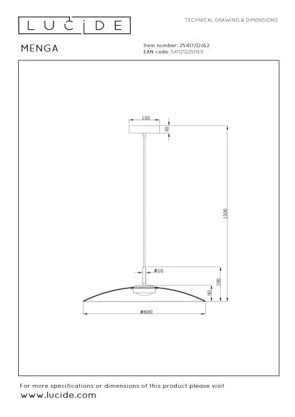 Suspension Manga blanche LUCIDE 25417/12/61