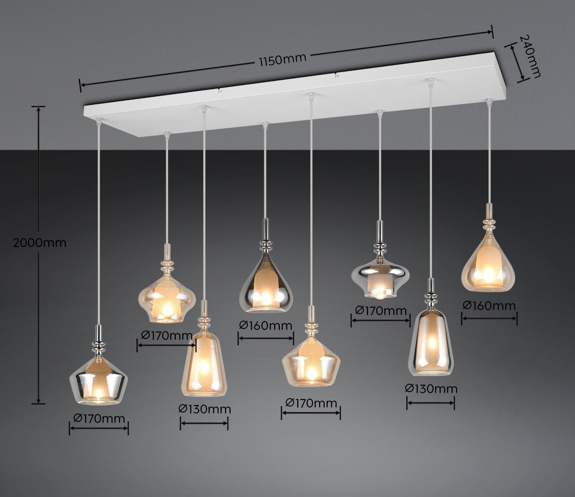 Suspension Aldea verre multicolore 8 Lumières Trio 349430817