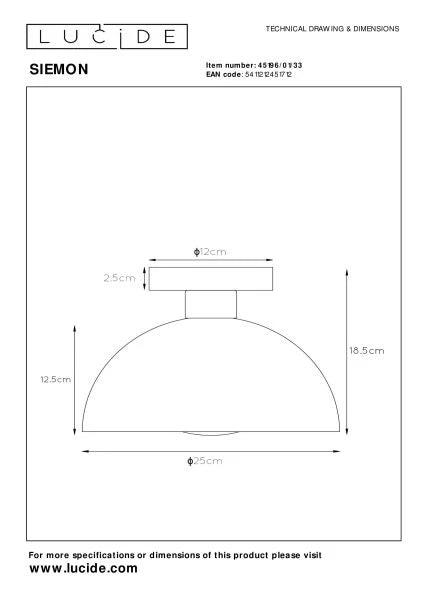 Plafonnier SIEMON LUCIDE 45196/01