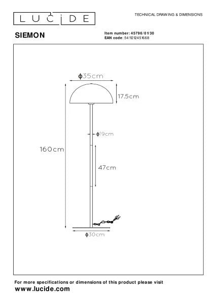 Lampadaire SIEMON LUCIDE 45796/01