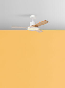 Plafonnier ventilateur RIGA 2 blanc et bois clair D112 MDC 6004-8709