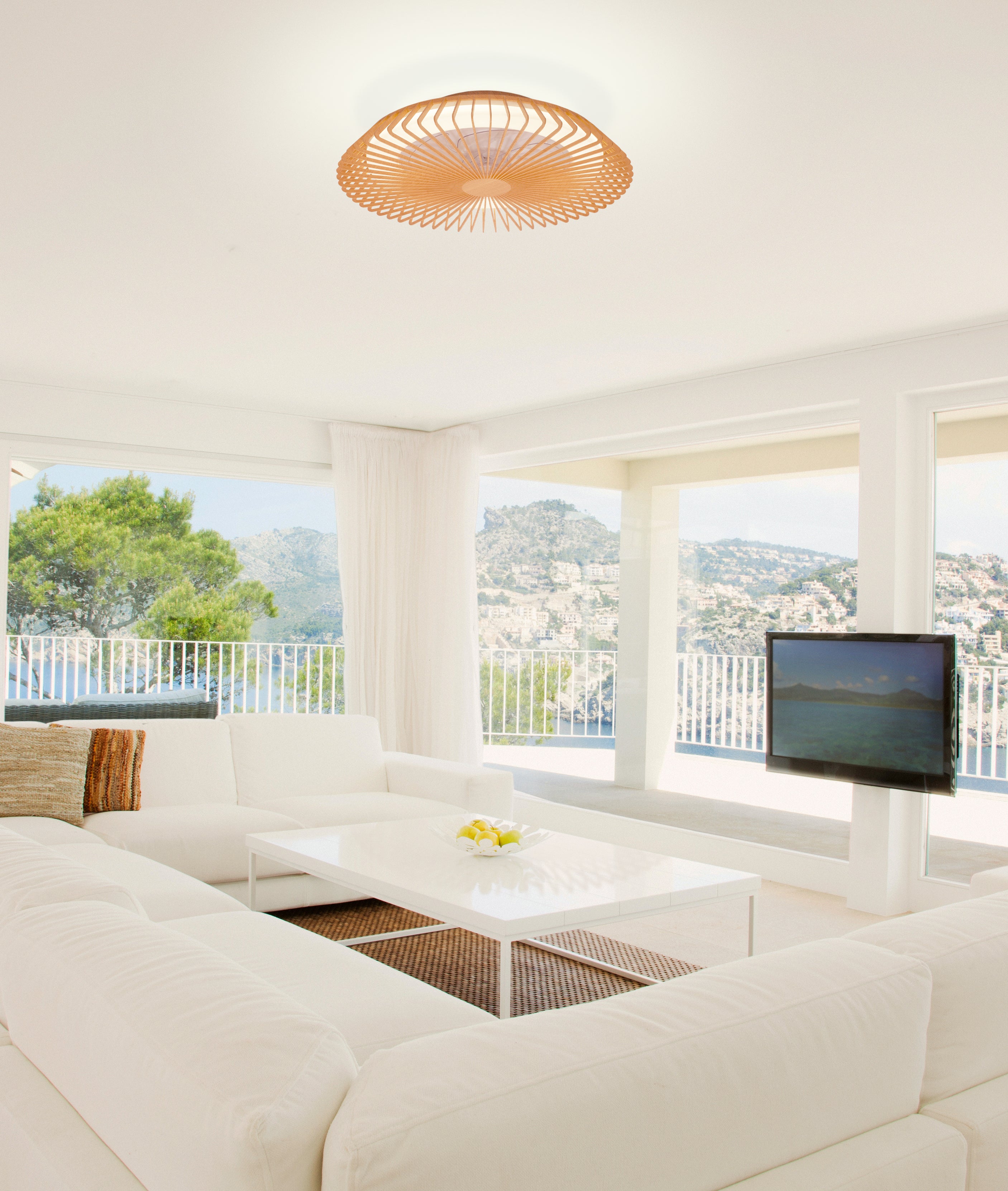 Plafonnier ventilateur Himalaya aspect bois Mantra 7128