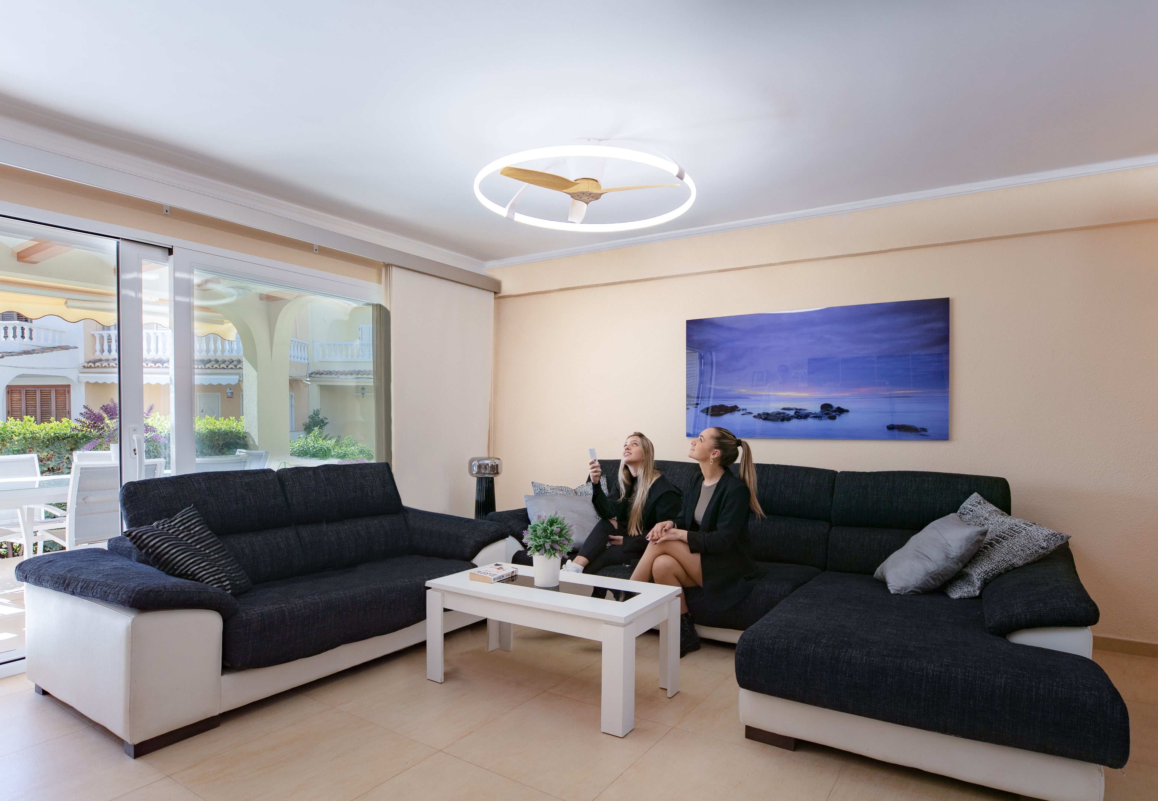 Plafonnier ventilateur Nepal blanc/bois Mantra 7532 DISPONIBLE AOUT