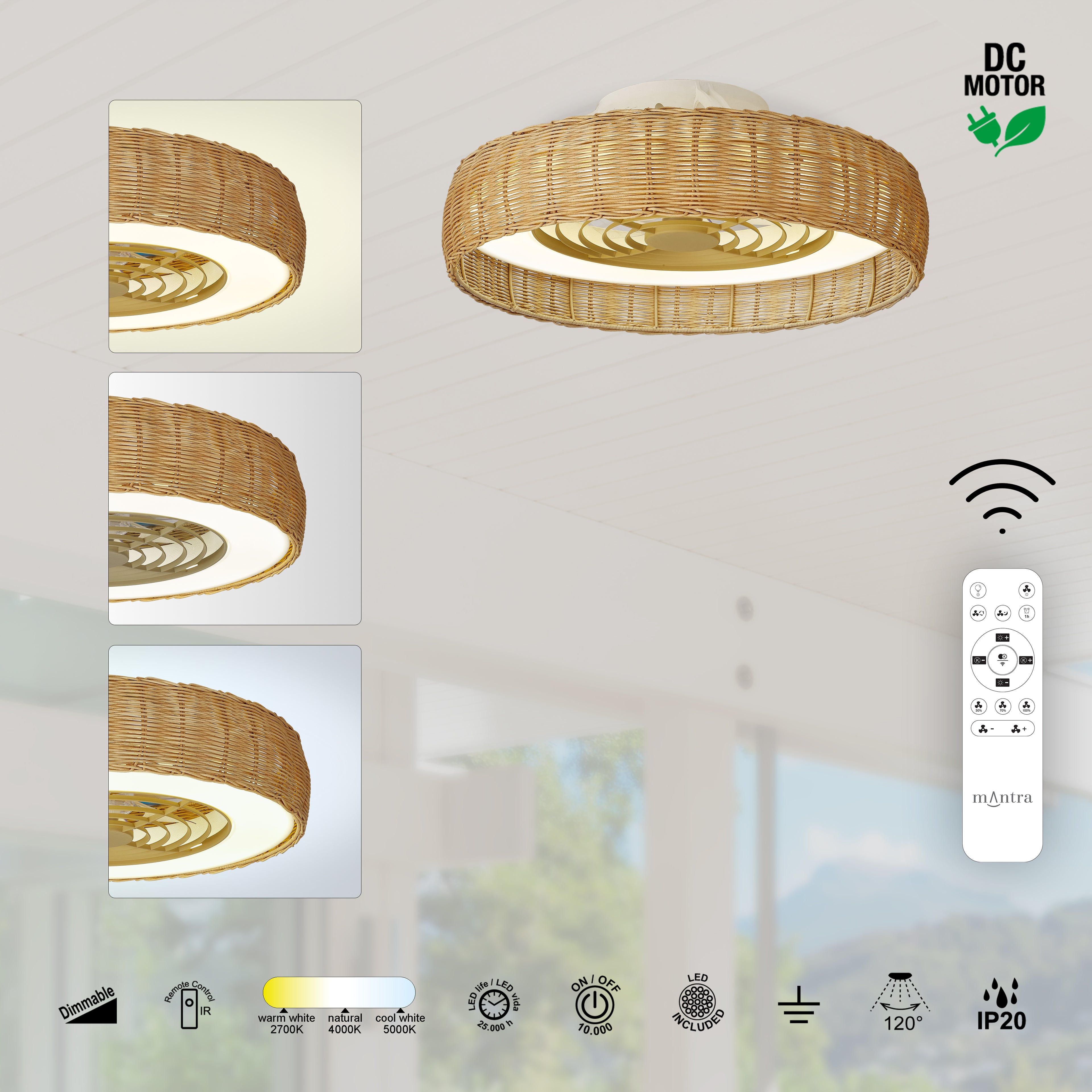 Plafonnier ventilateur Kilimanjaro Mantra 7811