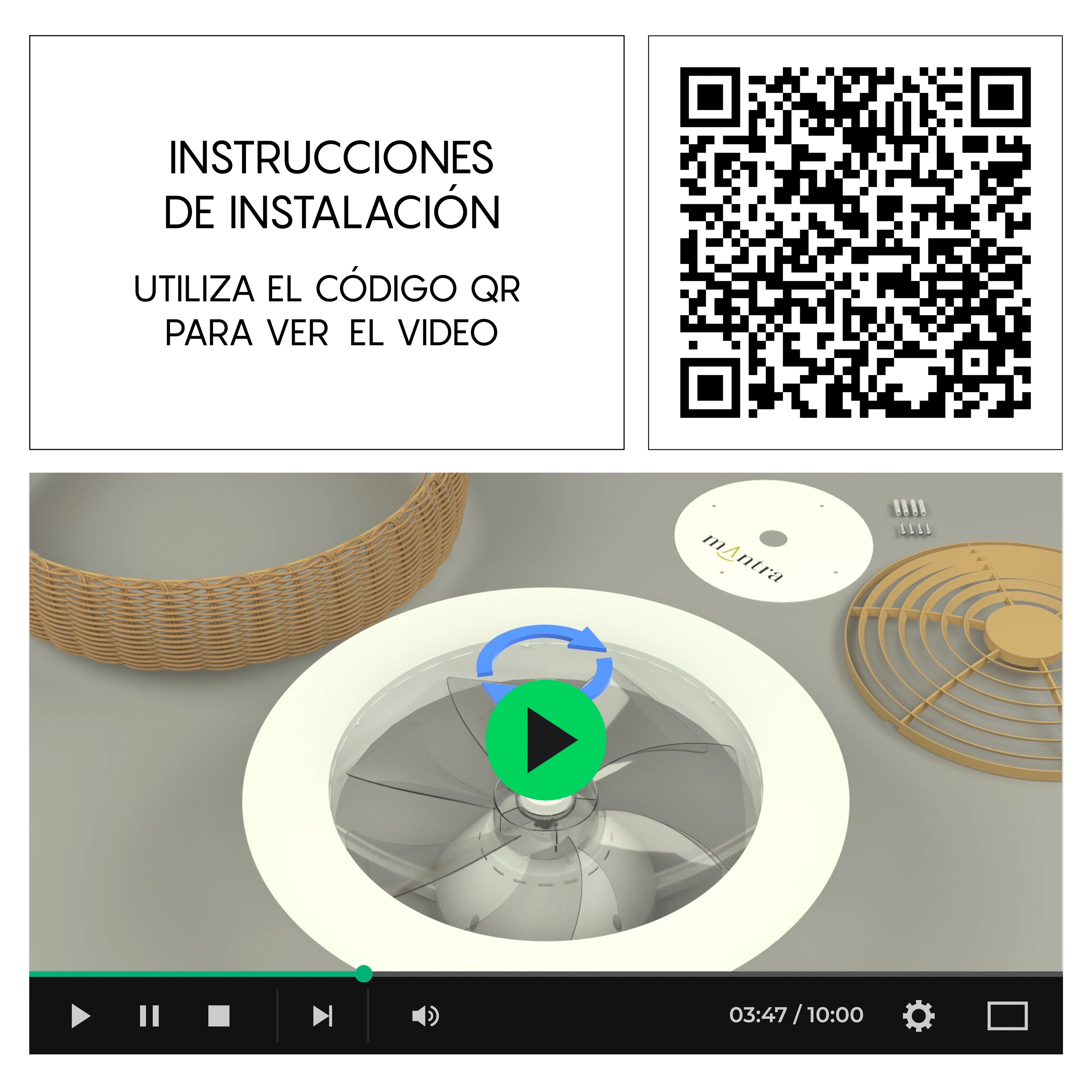 Plafonnier ventilateur Kilimanjaro Mantra 7811