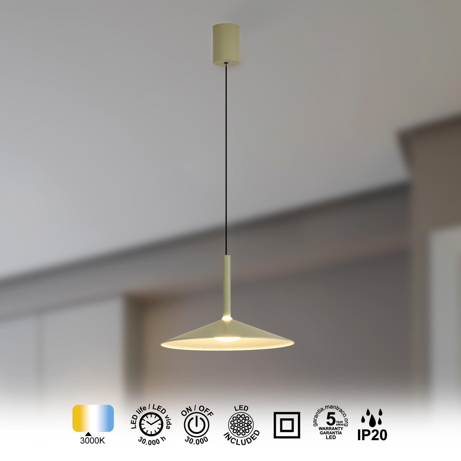 Suspension monte et baisse CALICE vert sauge D32 Mantra 7899