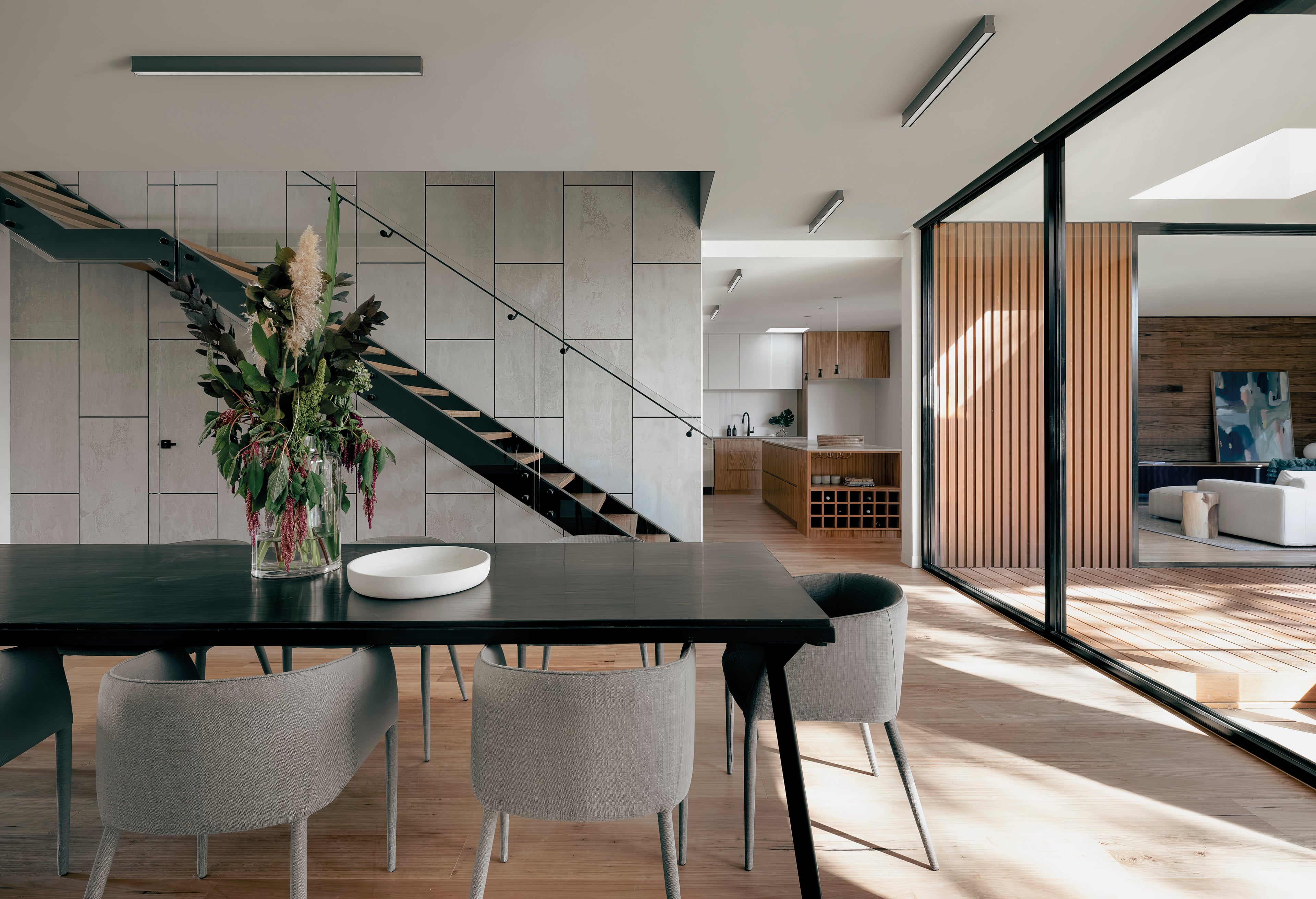 Plafonnier Hanok noir L120 4000k Mantra 7946