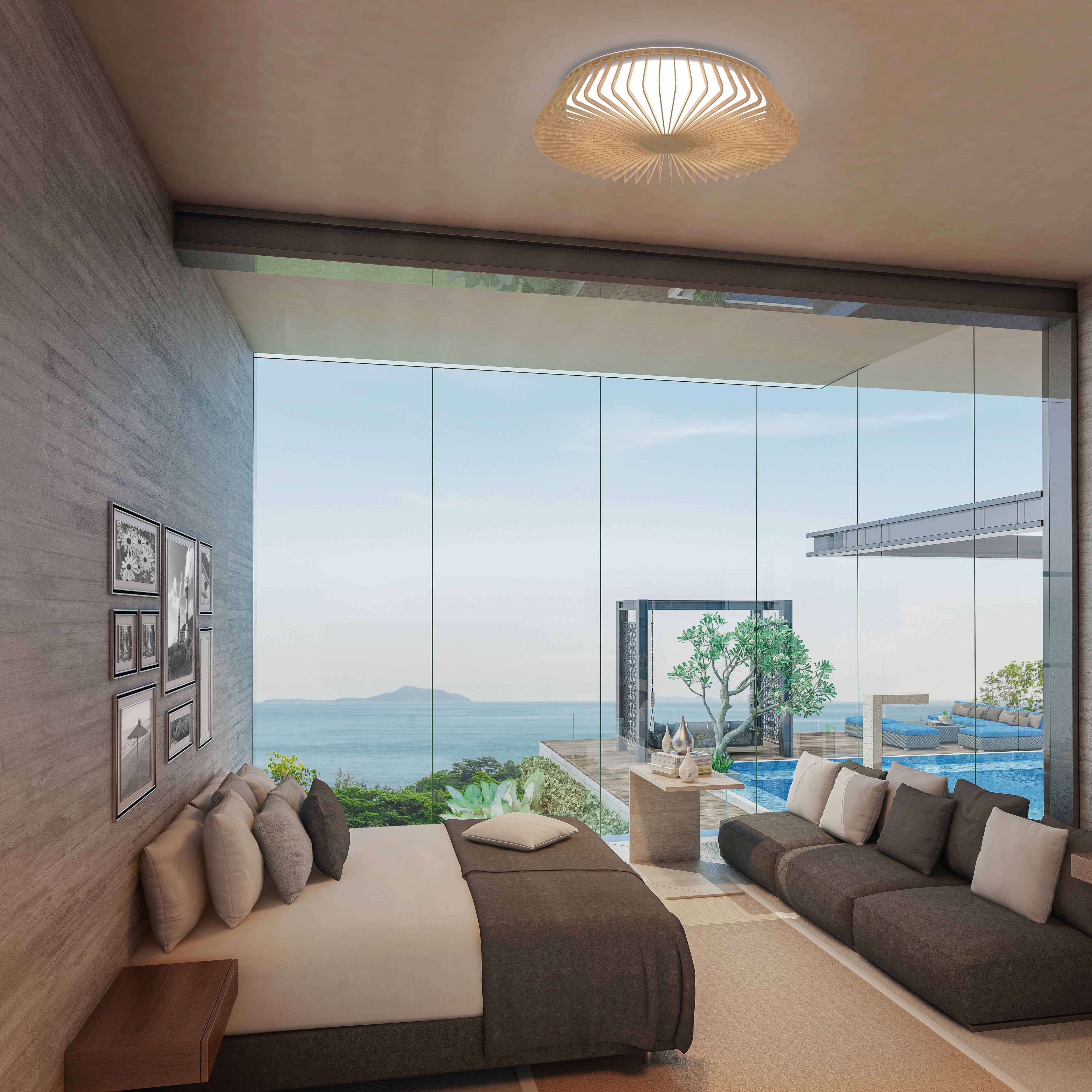 Plafonnier Himalaya aspect bois Mantra 7964