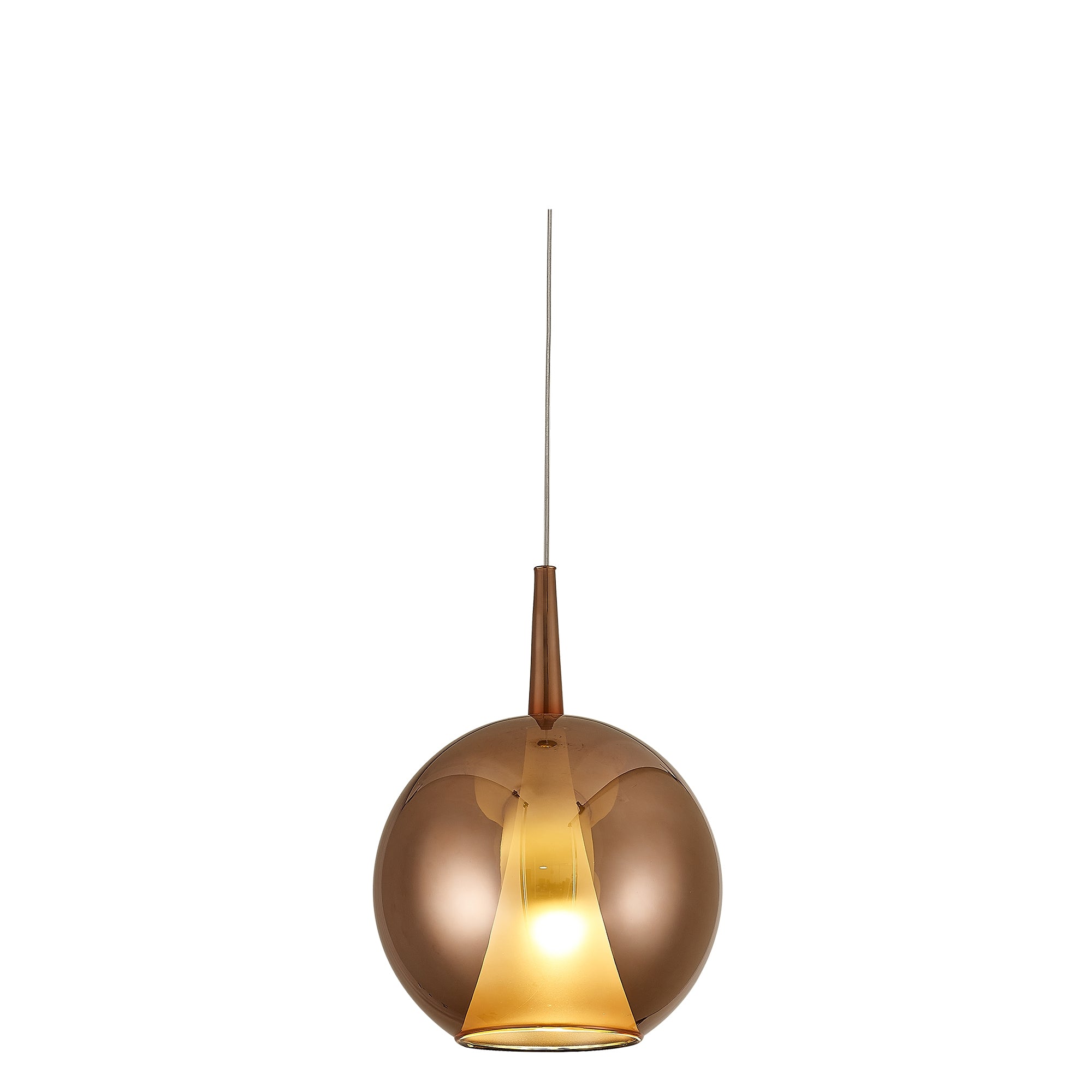 Suspension Elsa boule double verre cuivre, blanc 8241 + 8265