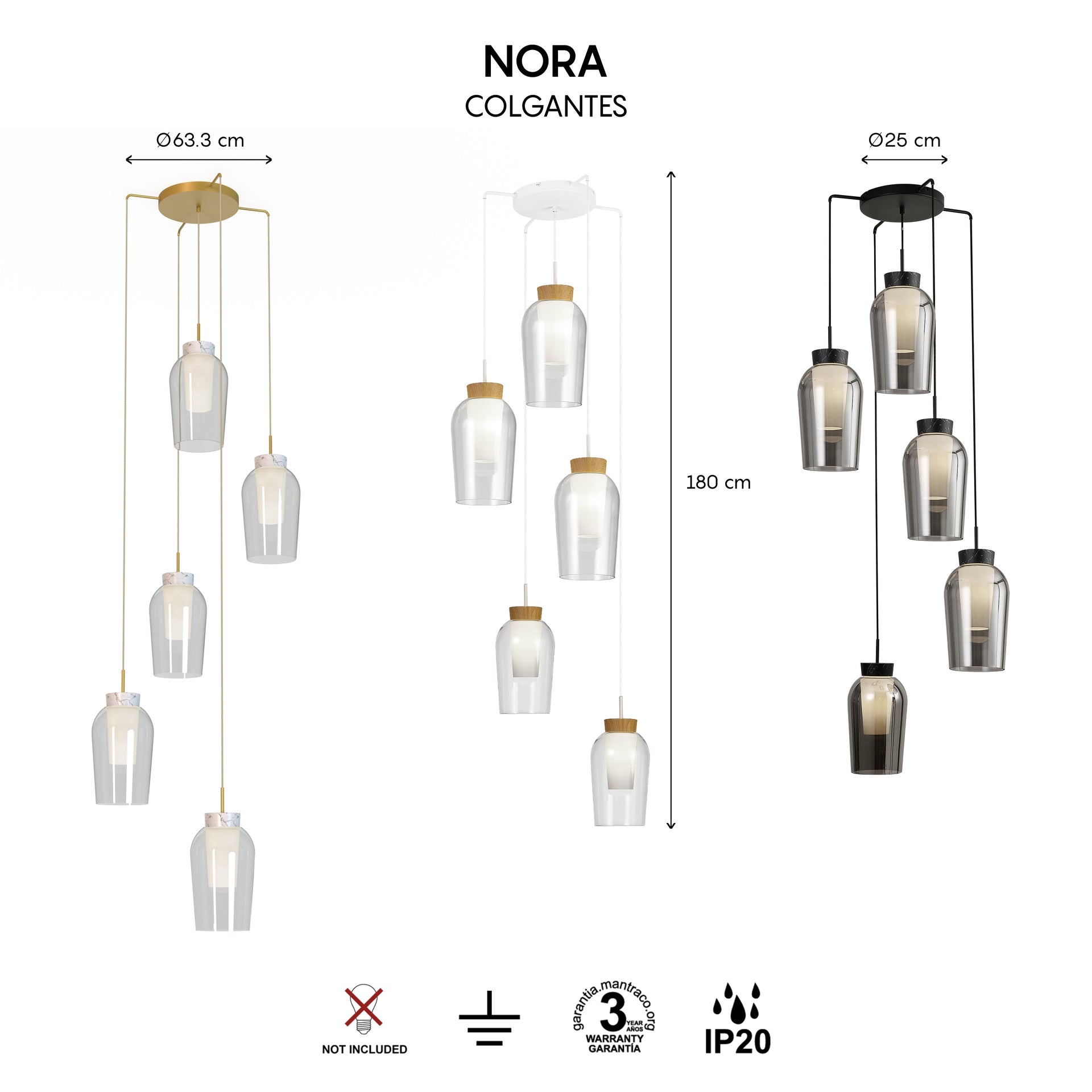 Suspension cascade NORA or 5 lumières Mantra 8395
