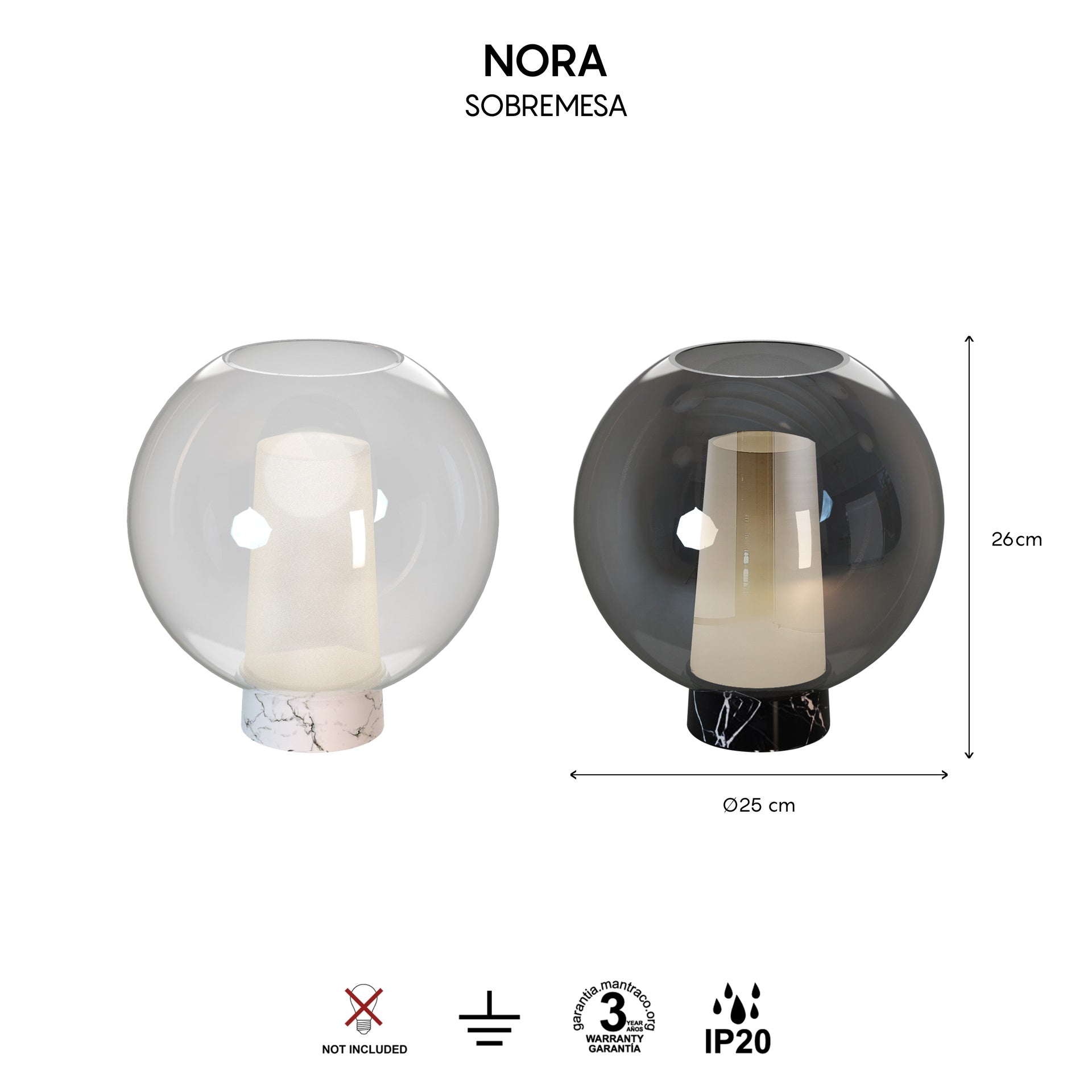 Lampe NORA noir H26 Mantra 8403