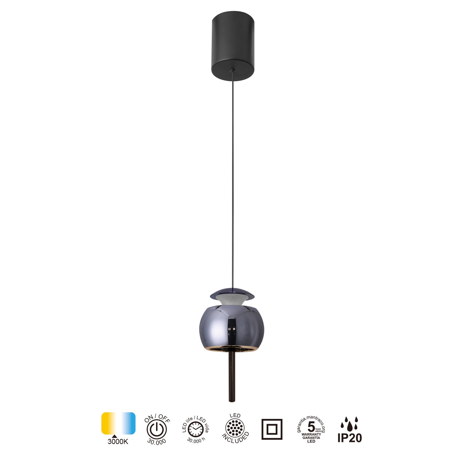 Suspension ROLLER II monte et baisse noire/chrome D 9.6 Mantra 8412