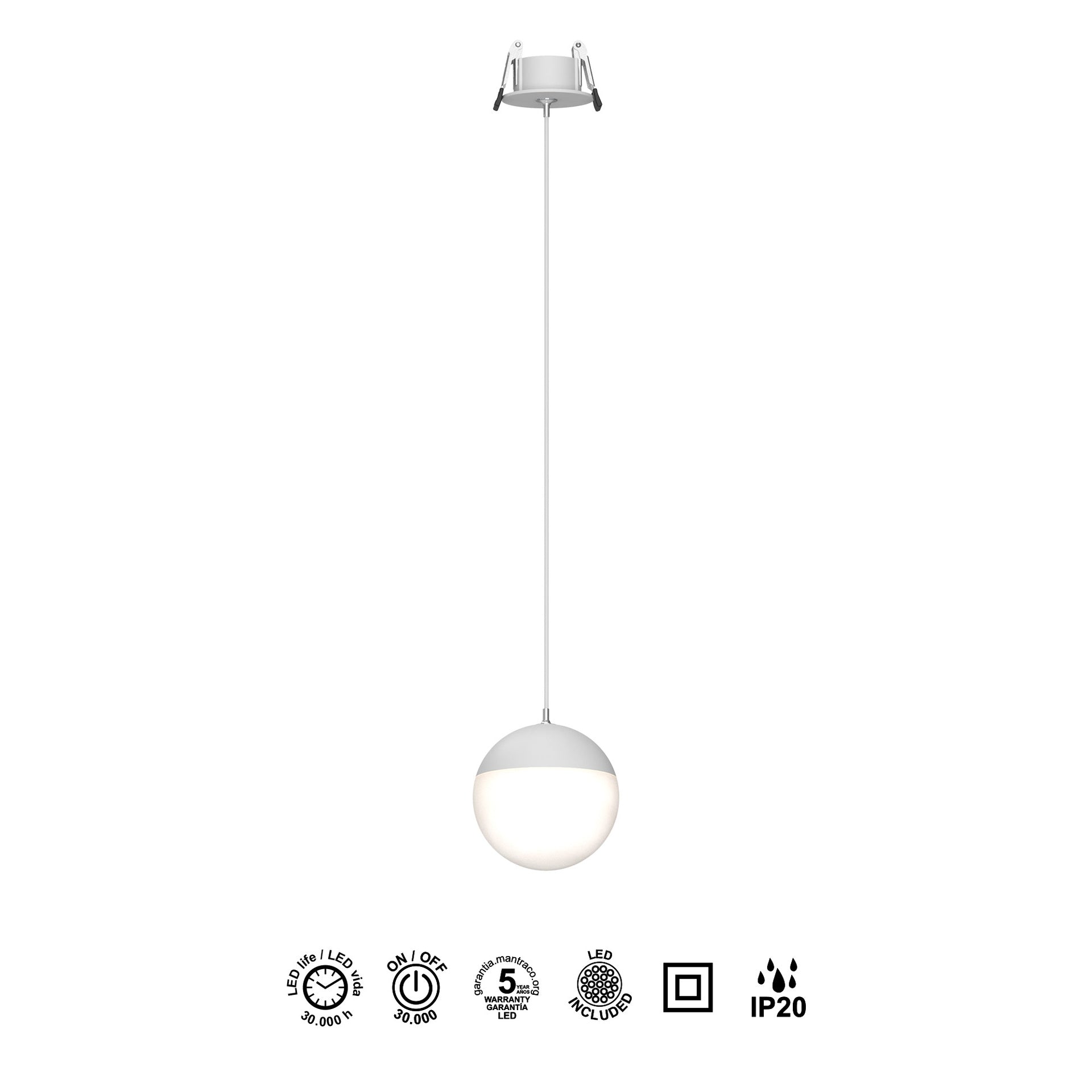 Suspension encastrée KILDA blanche Mantra 8435