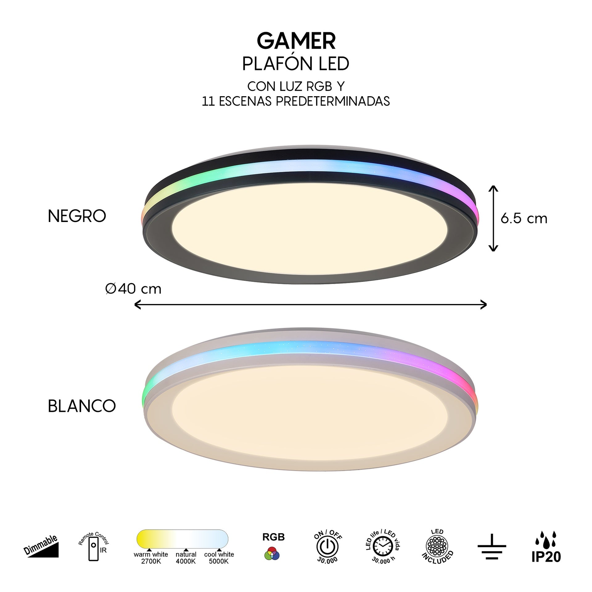 Plafonnier GAMER noir Mantra 8485