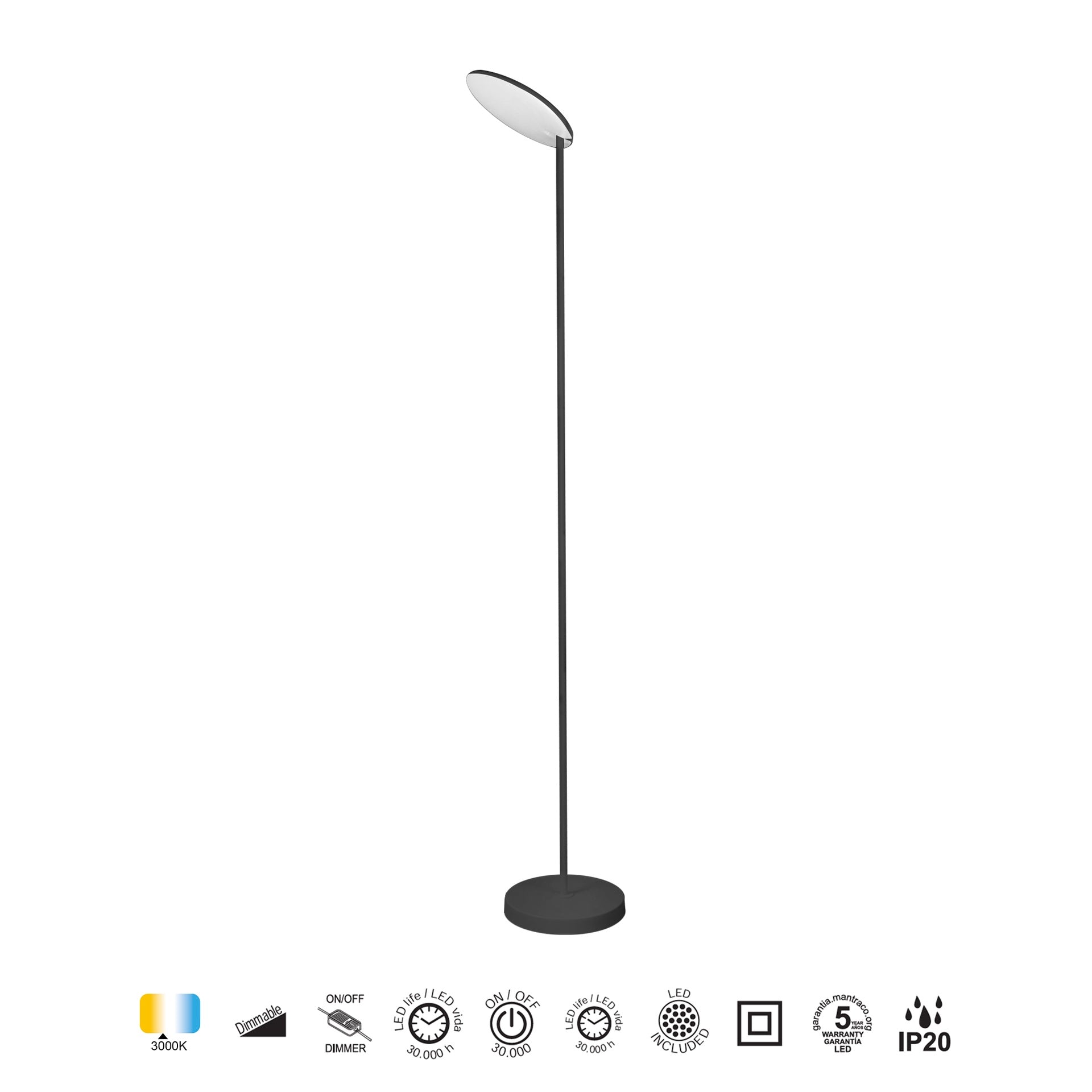 Lampadaire NASSAU noir HT182 Mantra 8511