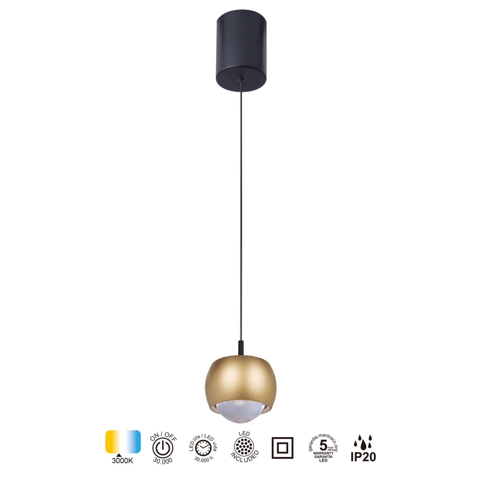 Suspension ROLLER monte et baisse dorée D 9.6 Mantra 8541