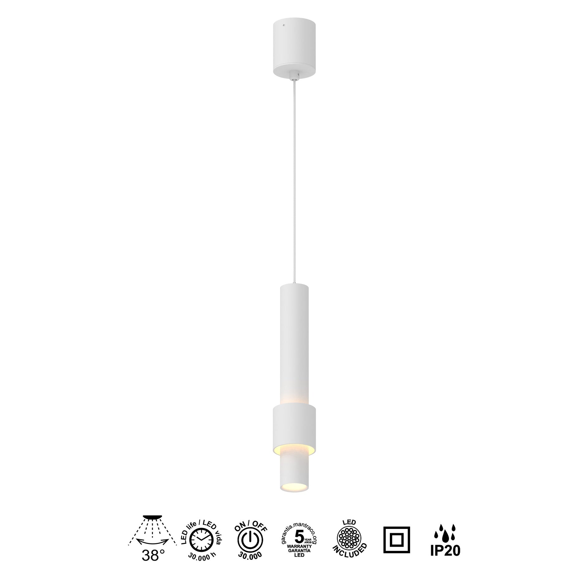 Suspension CLIFTON blanche Mantra 8564