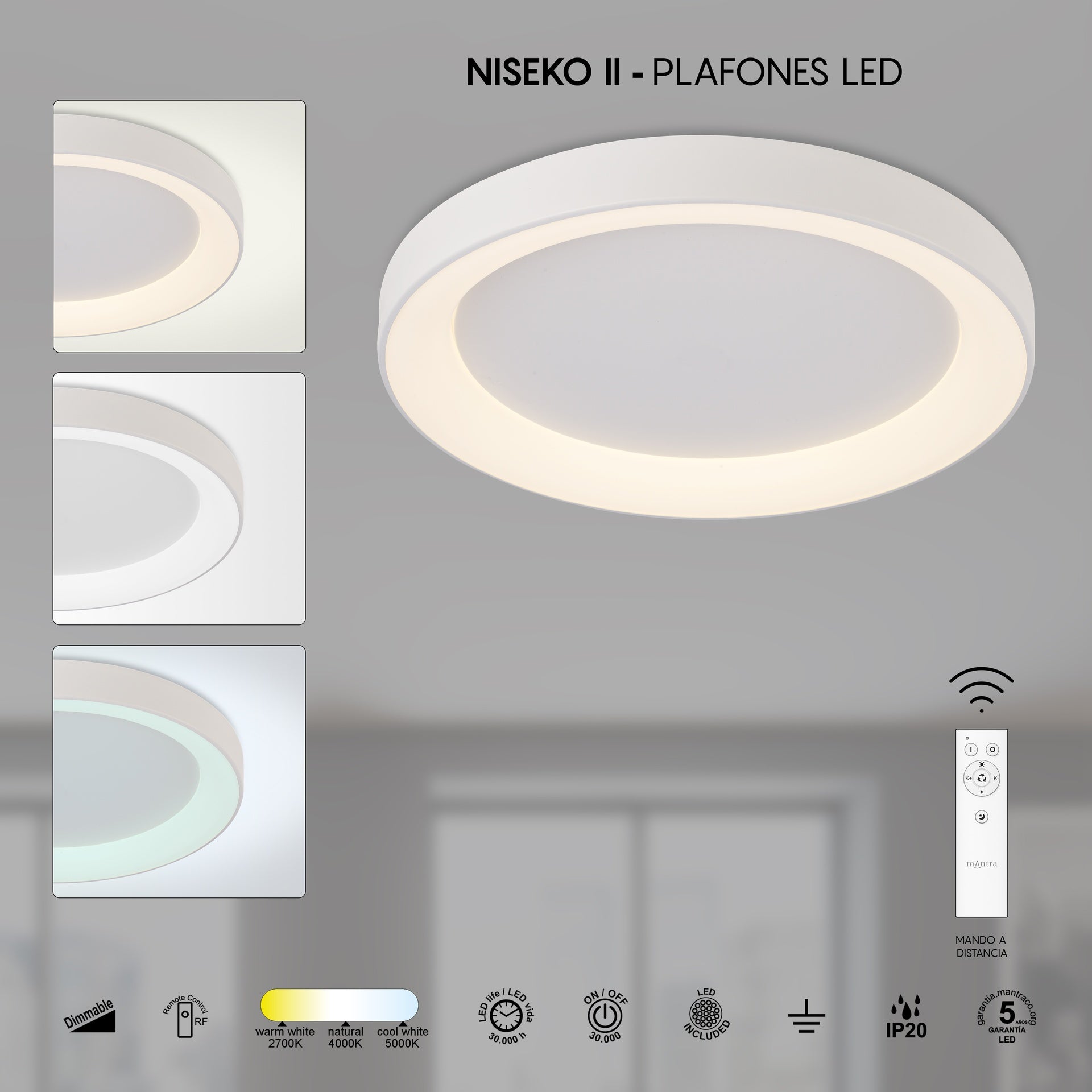 Plafonnier NISEKO blanc D90 Mantra 8637