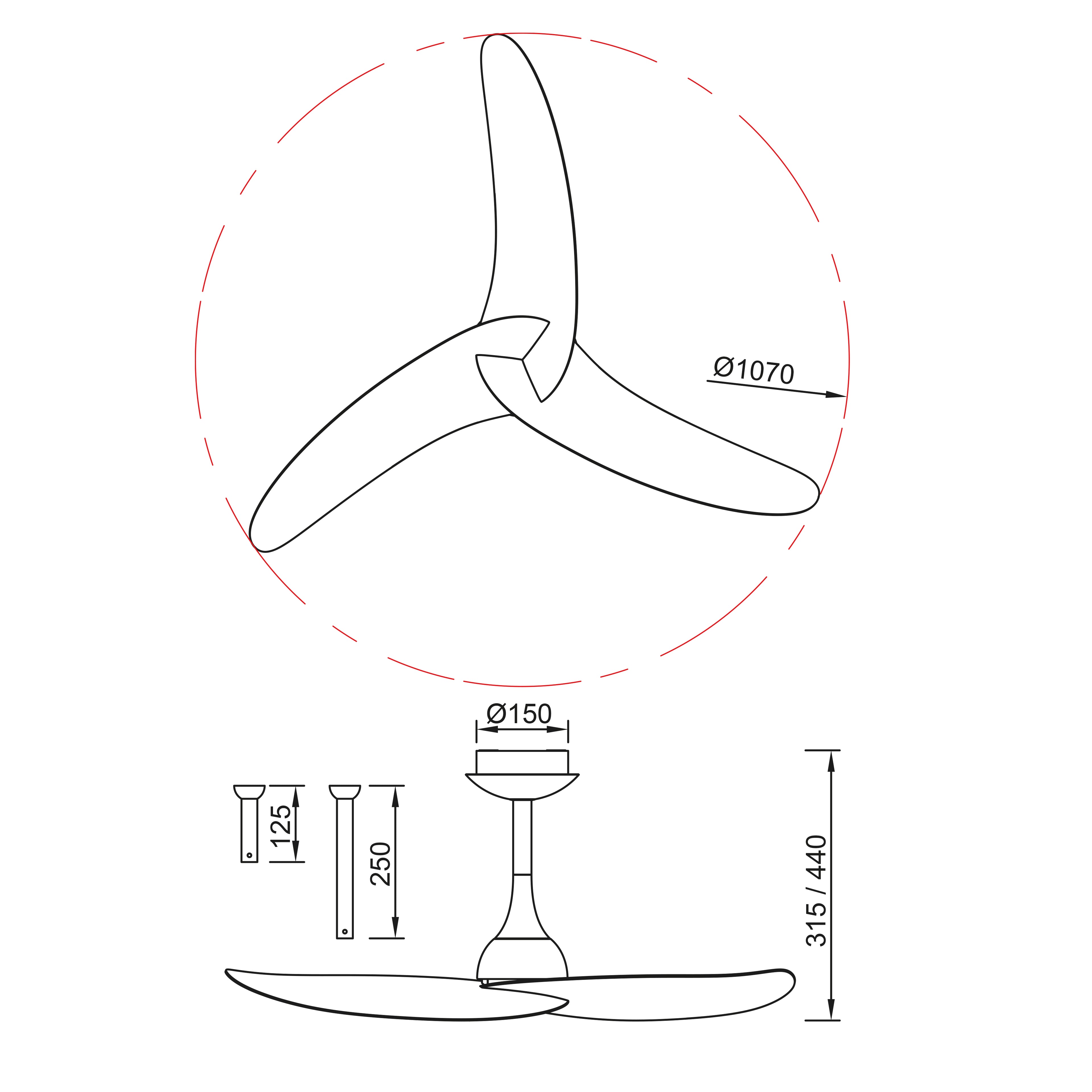 Plafonnier ventilateur IPANEMA noir et aspect bois Mantra 9042
