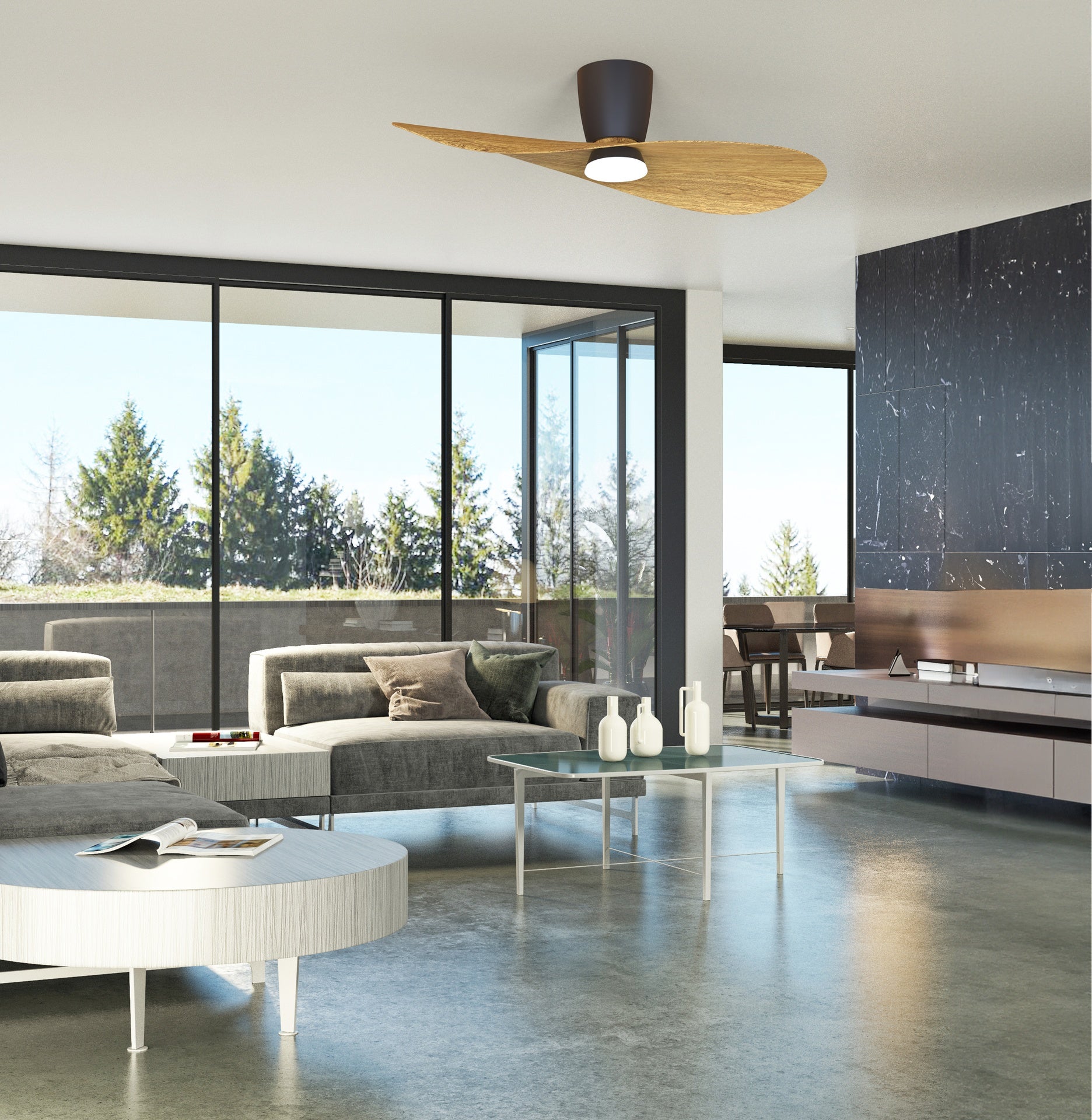 Plafonnier ventilateur SURFER bois et noir Mantra 9476