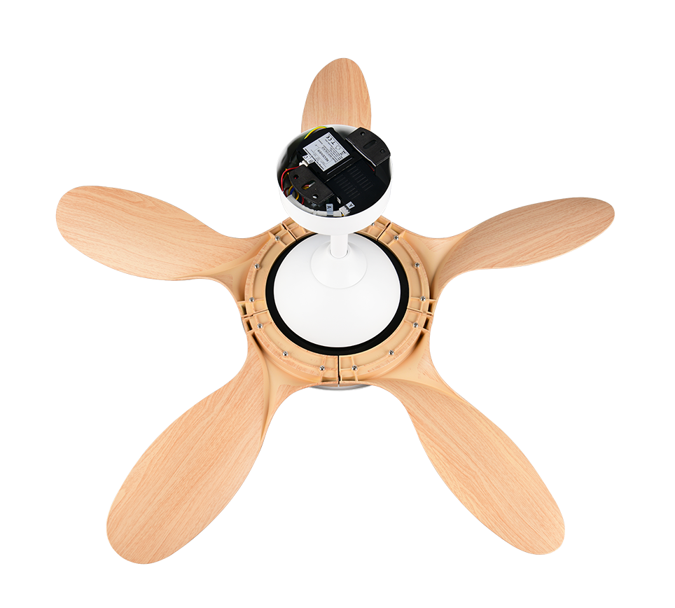 Plafonnier ventilateur FLEN aspect bois Trio R69682130