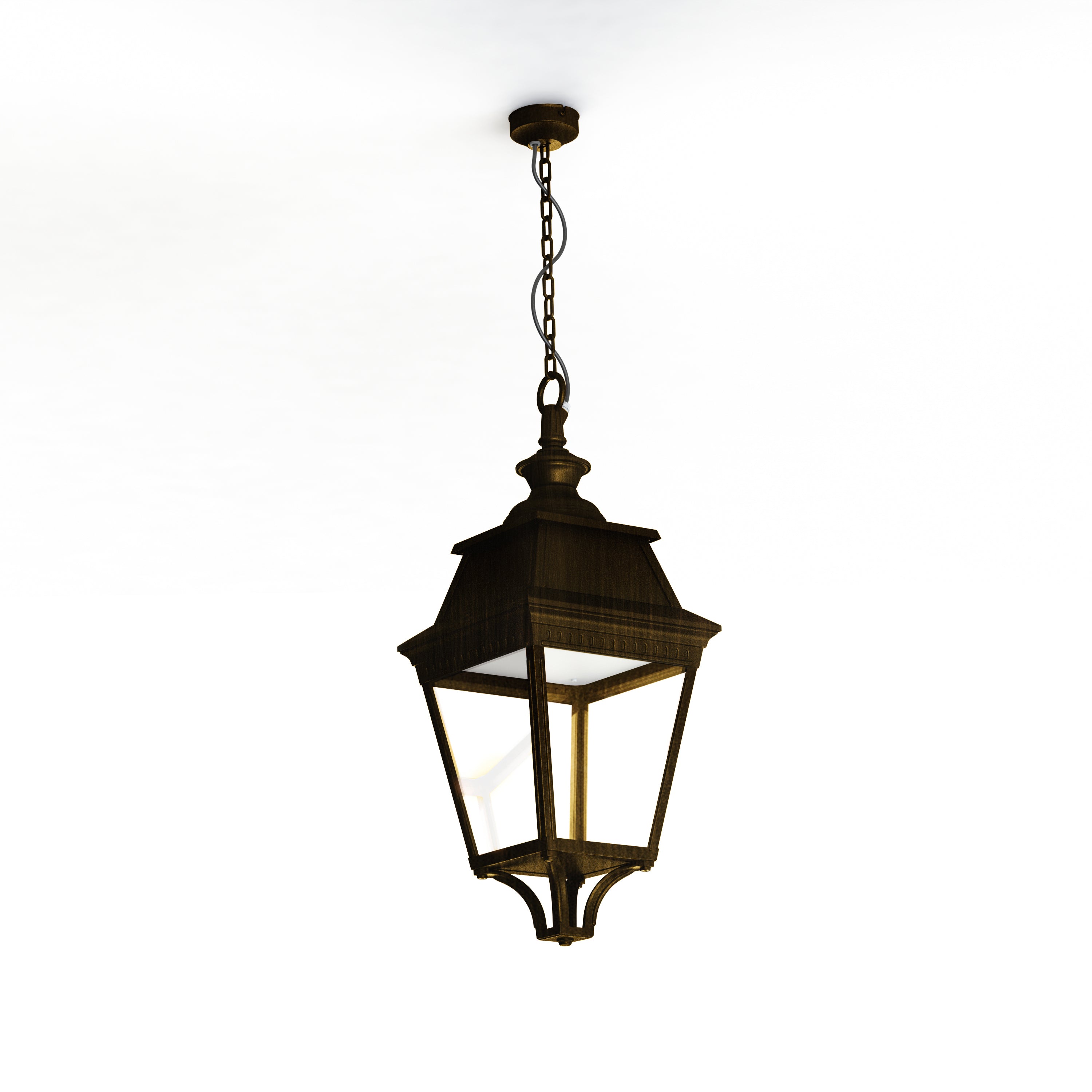 Suspension Avenue 3 N°1 LED Warm Patine dorée 009 Diffuseur clair 103102009