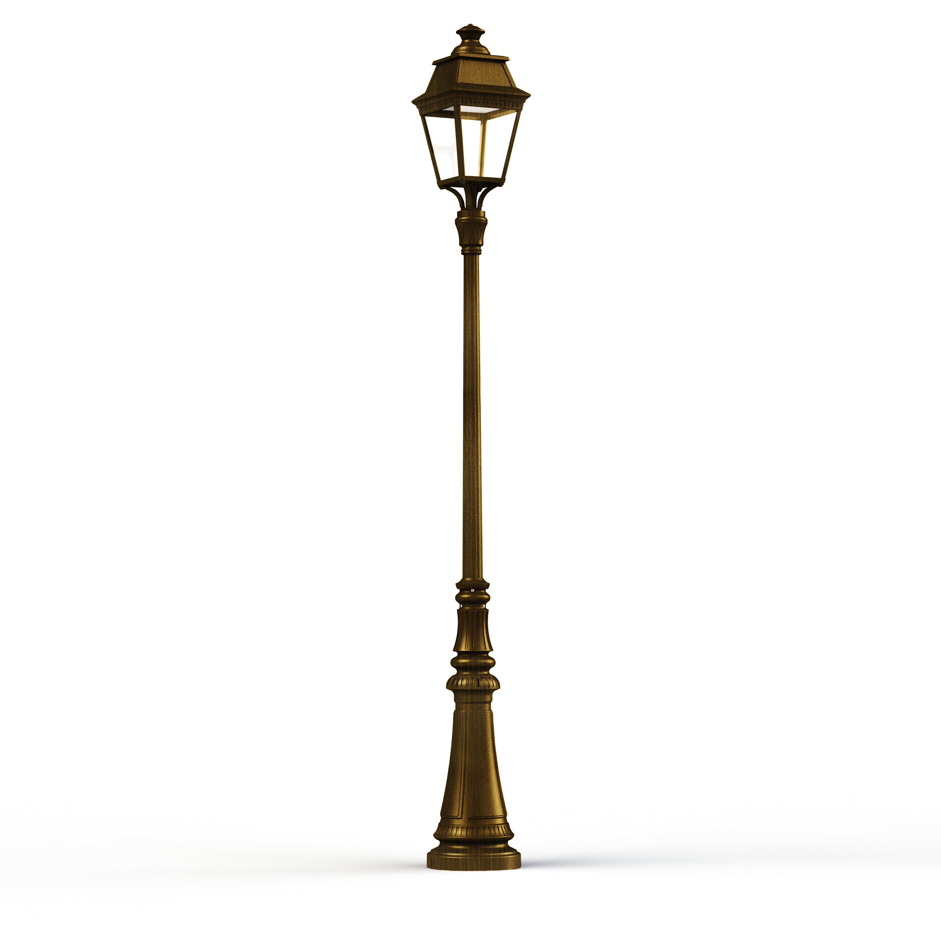 Lampadaire Avenue 3 N°7 LED Warm Patine dorée 009 Diffuseur clair 103128009