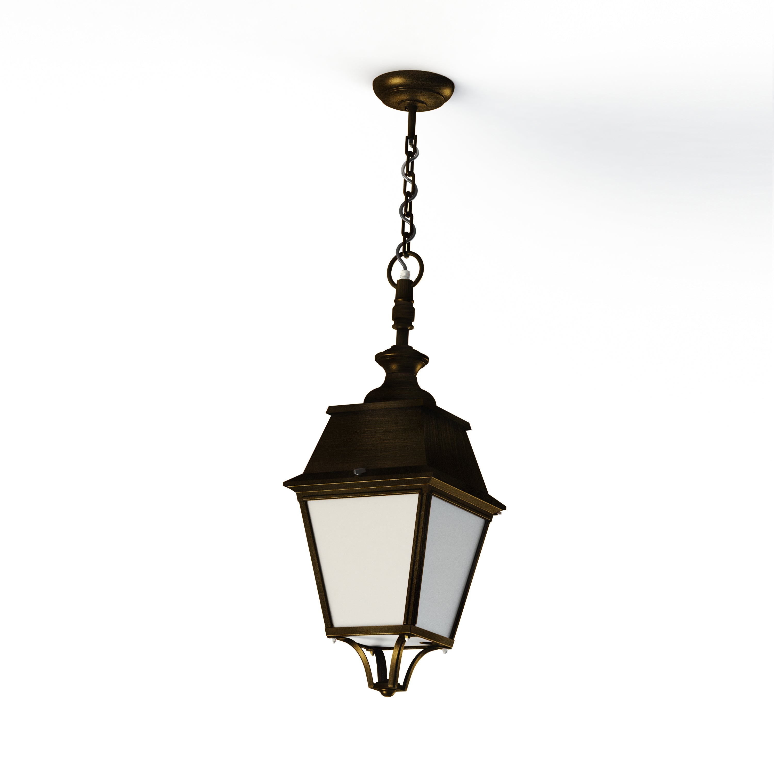 Suspension Avenue 4 N°1 LED 35W 2700°K Patine dorée 009 Diffuseur opale 104354009