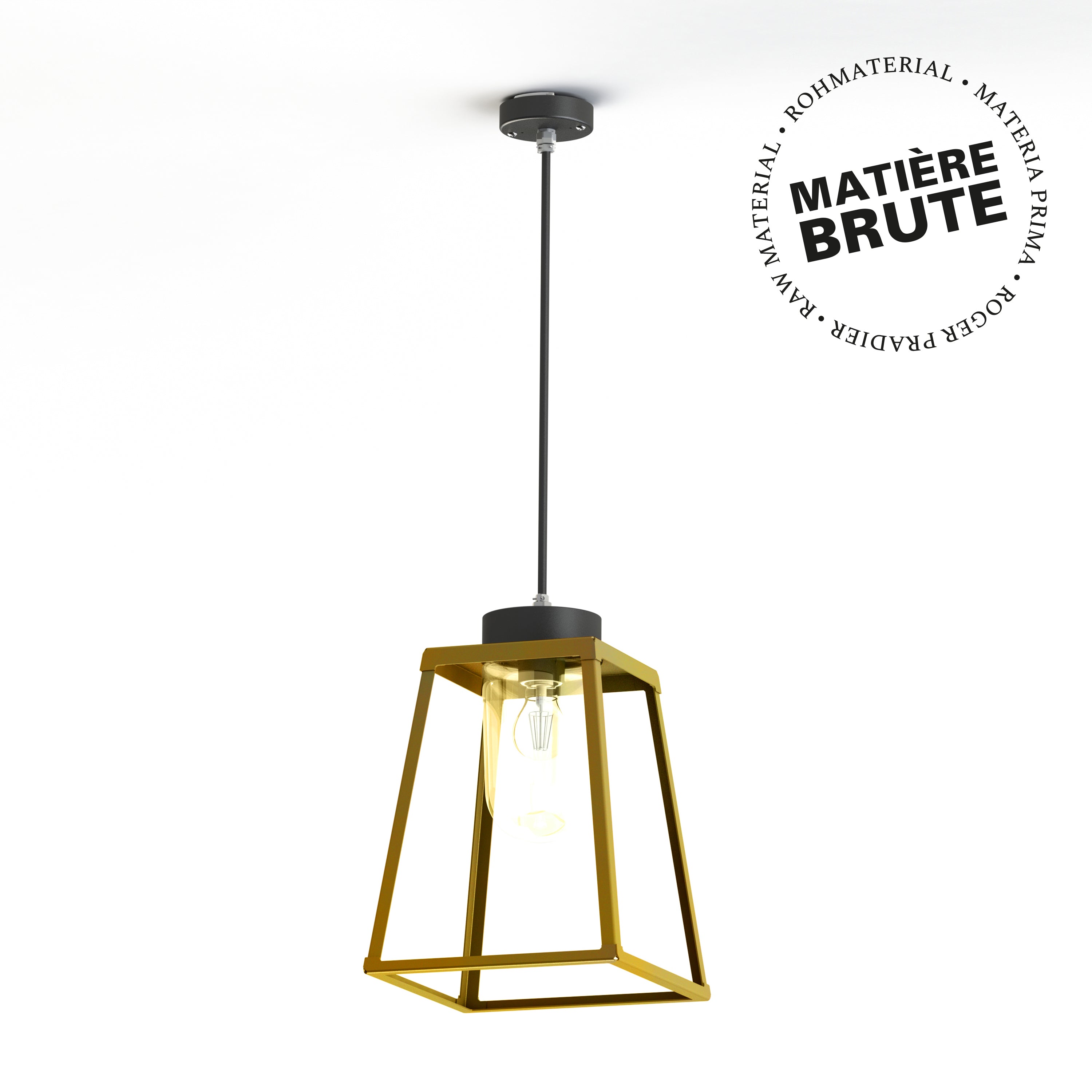Suspension Lampiok 2 N°2 Laiton brut 072 Diffuseur clair - Gris noir 107 178003072