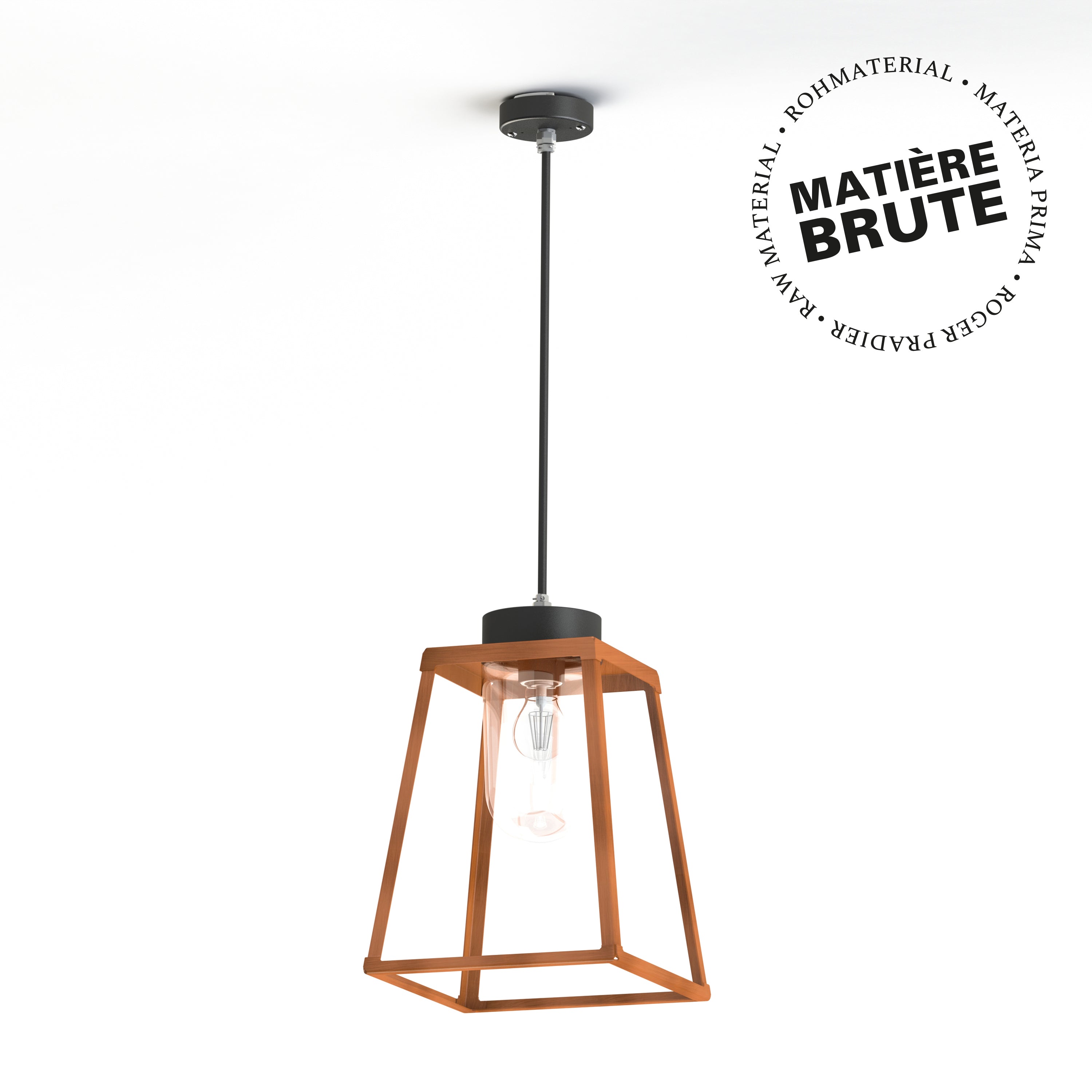 Suspension Lampiok 2 N°2 Cuivre brut 082 Diffuseur clair - Gris noir 107 178003082