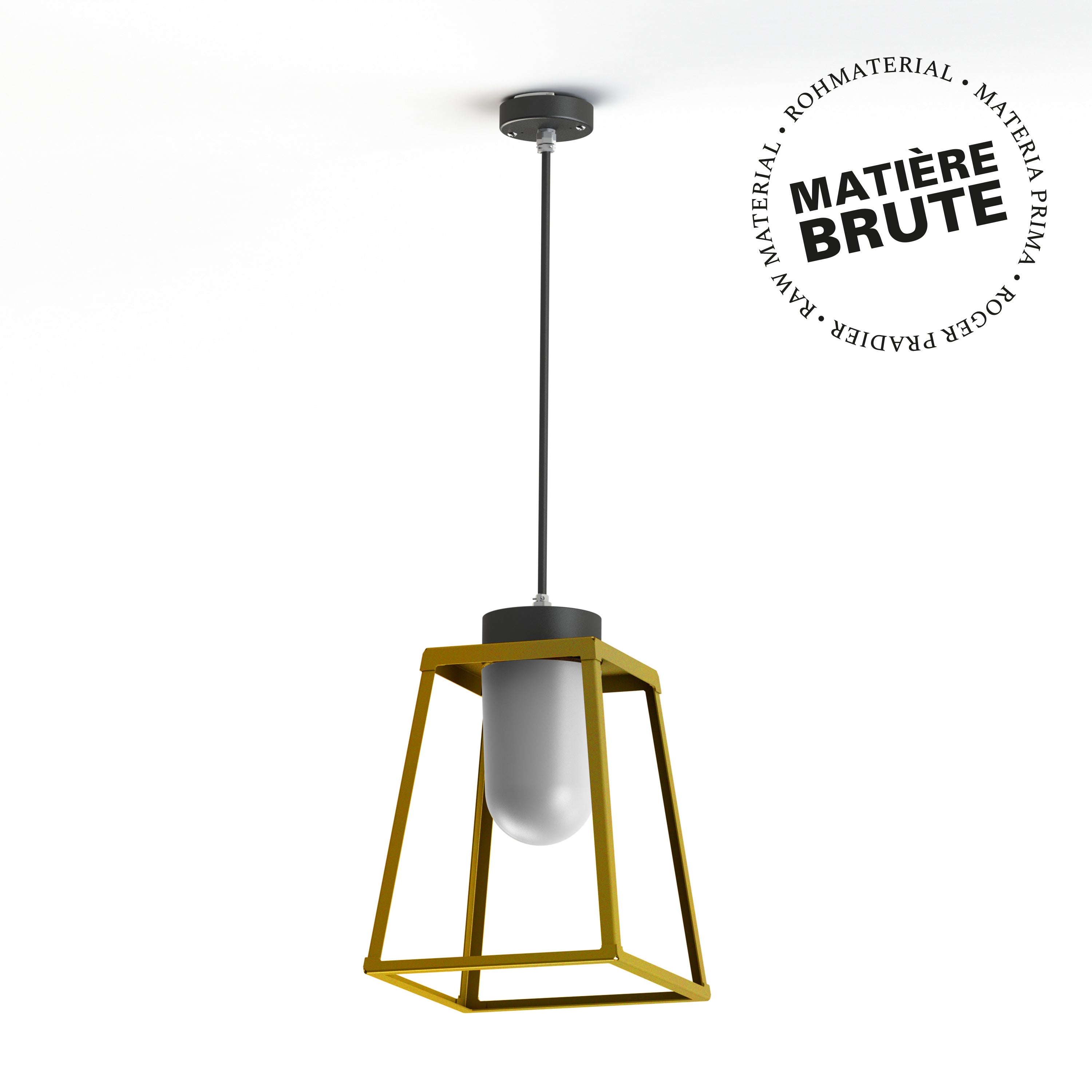 Suspension Lampiok 2 N°2 Laiton brut 072 Diffuseur opale - Gris noir 107 178004072