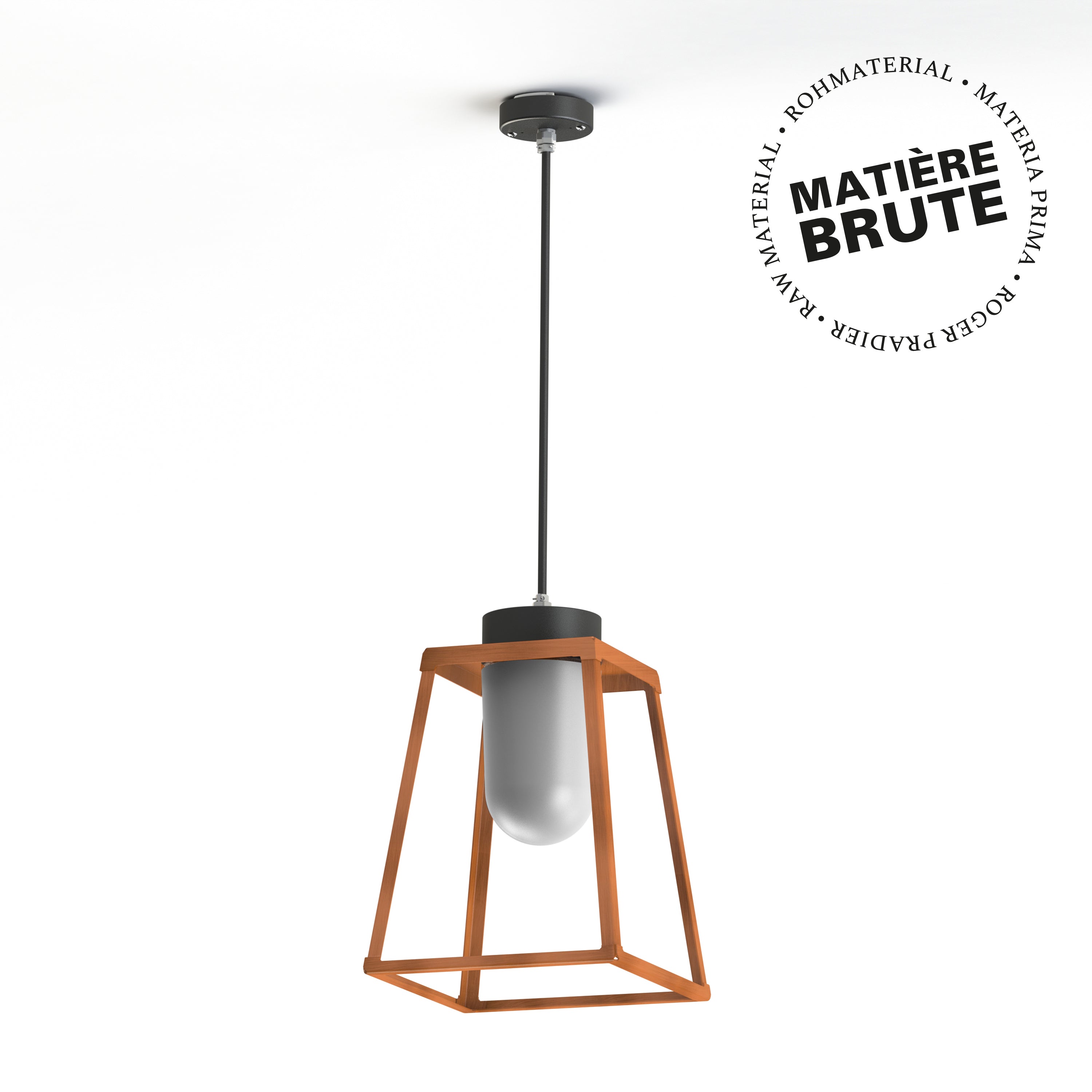Suspension Lampiok 2 N°2 Cuivre brut 082 Diffuseur opale - Gris noir 107 178004082