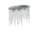 Plafonnier Rain Ideal Lux métal finition chrome, pampilles transparentes en cristal poli 3x40w E14