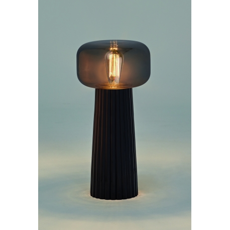 Lampe Faro verre noir Mantra E27 H64, élégante, chic illuminera vos intérieurs