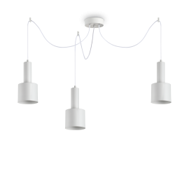 Suspension Holly métal blanc câble textile idéal pour les plans de travail, pour les cuisines