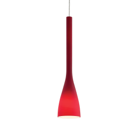 Suspension Milk Ideal Lux verre soufflé rouge fil textile E27, sublimera vos cuisines, plans de travail, tables