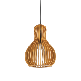 Suspension Citrus Ideal Lux en bois naturel, câble en tissu noir 1xE27, pour vos intérieurs modernes, épurés 