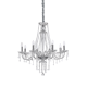 Lustre Amadeus Ideal Lux structure en métal chromé, éléments décoratifs en verre soufflé et cristal biseauté, couvre chaine en v
