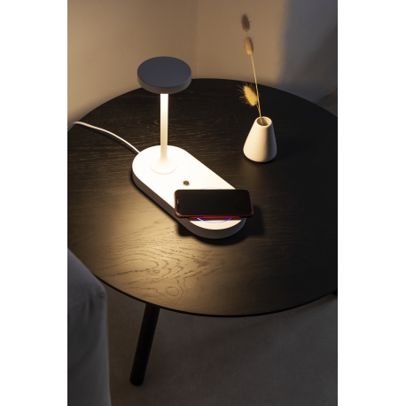 Lampe touch Ceres Led 3 variations, avec chargeur induction Mantra aluminium blanc 6w 450 lumens 3000k 