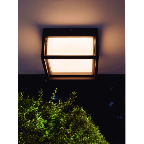 Plafonnier extérieur LED 12 W, applique murale extérieure avec détecteur de  mouvement, métal classique/verre, noir, lumière extérieure, plafonnier