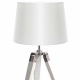 Lampe trépied Vannes bois teinté blanc, abat jour tissu blanc H45 D35 E27