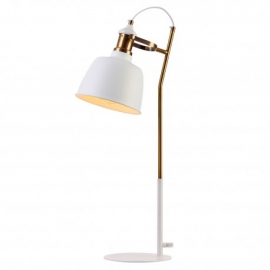 Lampe orientable Sancerre métal blanc support laiton patiné E27 H63 D23