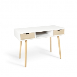 Table de chevet Studio en MDF couleur blanc, bois naturel H57