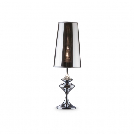 Lampe Alfiere base en métal chromé, abat-jour avec lame de pvc, couleur chrome, semi transparent 