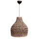 Suspension Bell Light and Dzign bambou tressé naturel et noir 23w E27
