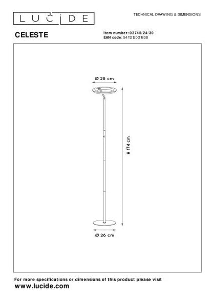 Lampadaire CELESTE noir LUCIDE 03745/24/30