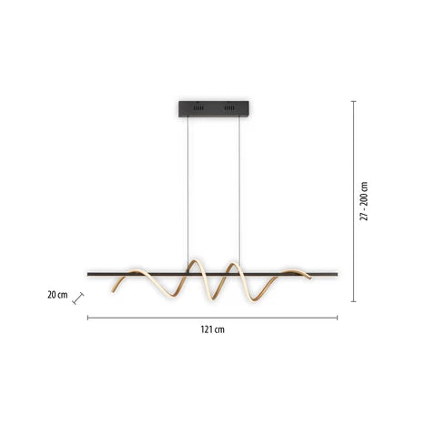Suspension monte et baisse EMANDA noire et or L121 NEU19113-68