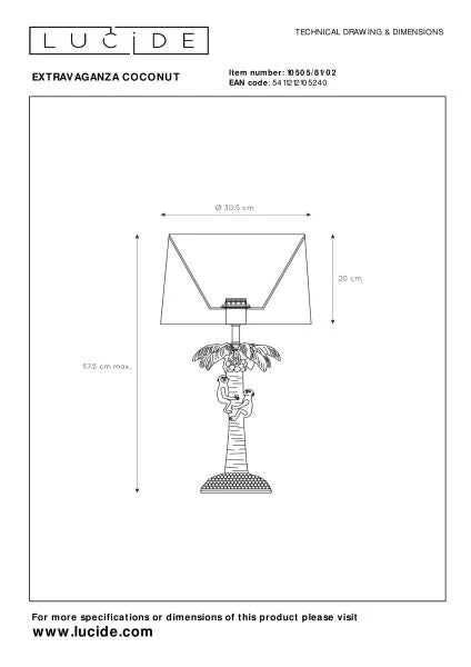 Lampe COCONUT noir LUCIDE 10505/81/30