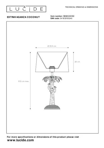 Lampe COCONUT noir LUCIDE 10505/81/30